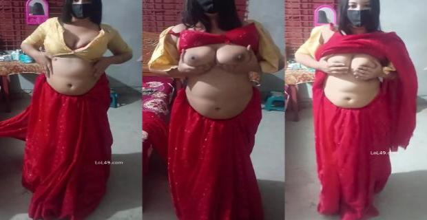 Patna bhabhi ji lal saree utarkar bade boobs dabati